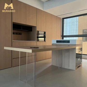 Ensemble d'armoires de cuisine personnalisée moderne avec des conceptions de laque et acrylique en bois et en bois