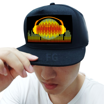 Tutup LED nirkabel yang diaktifkan suara untuk orang dewasa pesta-topi lampu kustom nirkabel elang dengan inverter
