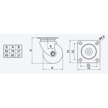 Low Gravity Plate Swivel TPU Caster Wheel