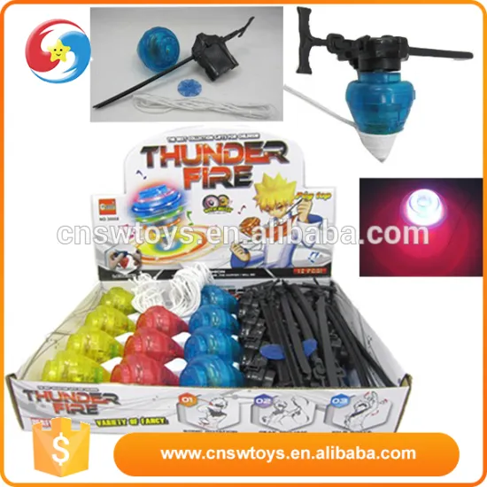 Child toy line pull spinning top thunder fire 3 color mix