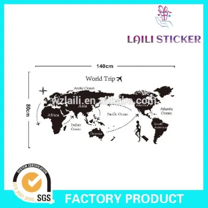 travel world map sticker,removable world map sticker