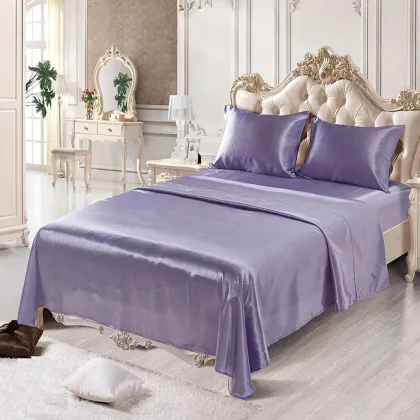 Hotel Home Purple Silk Wedding Bedding Sets