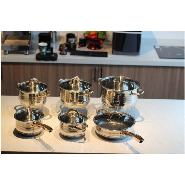 Gold handle cookware cooking pot set