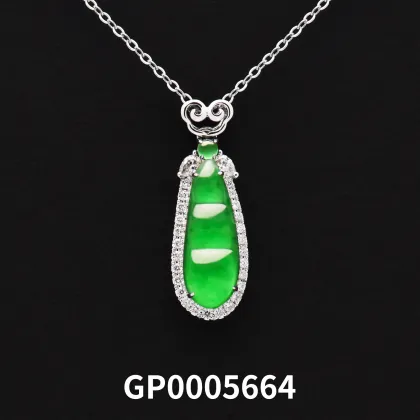 Imperial Green Jadeite Jade Yokohama Bean Pendant