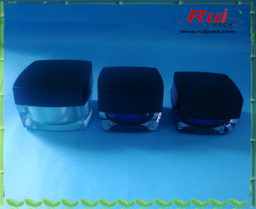 square diamond acrylic personal care lotion jar with black cap,acrylic material face cream jar