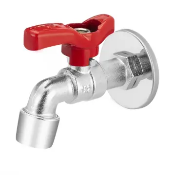 Wall mounted brass garden bib tap