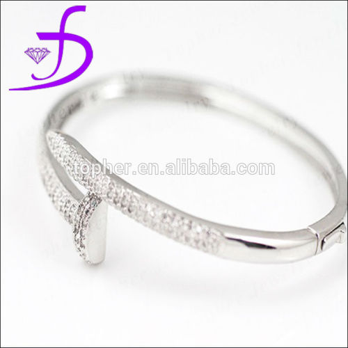 Modern design jewelry 925 sterling silver jewellery micro pave setting bangle