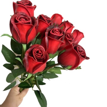 Real Touch Rose Flower Stem 43CM - Artificial Single Stem PU Roses for Wedding Bouquets & Decor