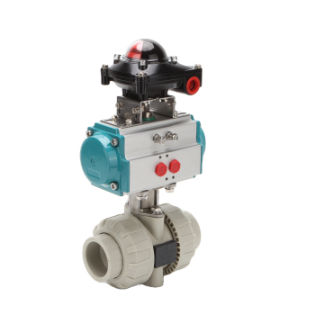 DN50 Threaded Plastic PPH Double Union Ball Valve with Pneumatic Actuation