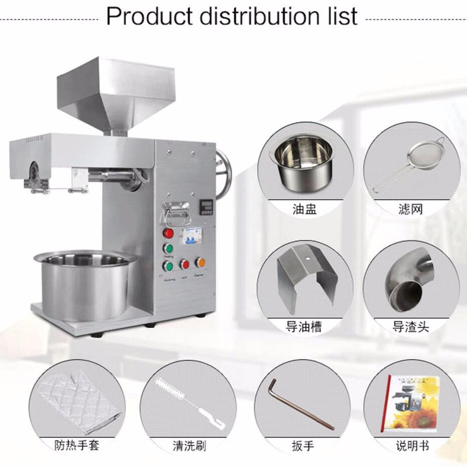 NEW Automatic temperature control oil press machine soybean flaxseed sunflower seeds oil extractor commercial oil press 3000W