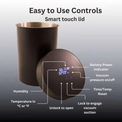 Lithium Battery Herb Coffee Beans Storage Airtight Fellow Atmos Vacuum Canister