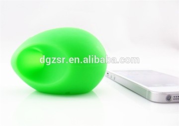 Egg shaped silicone horn speaker/silicone phone holder with custom logo