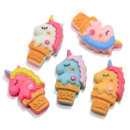 Cute Horse Ice Cream Resina Flatback Cabochons Cartoon Slime Charms Miniature Dollhouse Cupcake Ornamenti Scrapbooking FAI DA TE