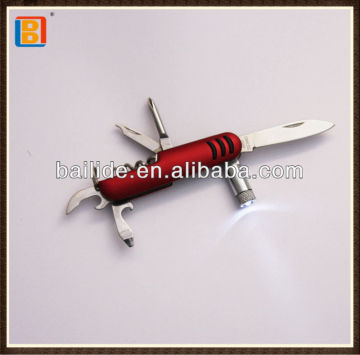 2017 Hot Selling Aluminium Handle Multi Swiss Pocket Gift Knife With Led Light
