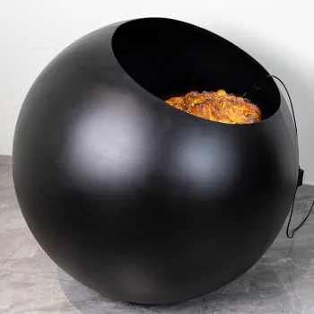 Round Freestanding Movable LED Electric Fireplace with Carbon Heaters