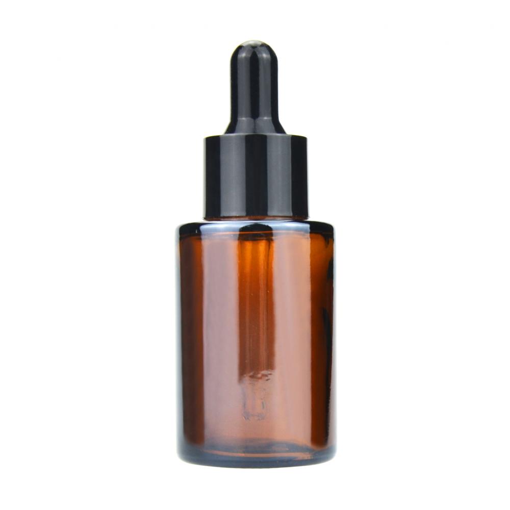 Pacchetto di olio essenziale cosmetico all'ingrosso bottiglia da contagocce in vetro ambra vuoto 30 ml