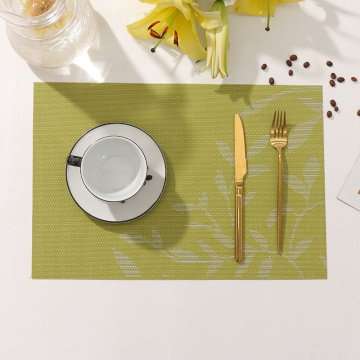 Groothandel Luxe Noordse bladpatroon Ronde geweven placemats voor elegante eettafels