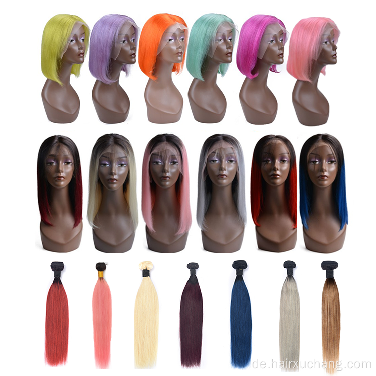 Heißer Verkauf farbiger Ombre Farbe Haarspitze Front Perücke Humanes Haar Erweiterungen Perücken für Weihnachten