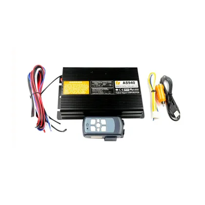 Aux Hi-Lo Wail Yelp Traffic Alarm Buzzer 12V 24V 200W 300W 9 Tone Remote Control Wireless Siren 400W