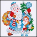 Pintura de diamante de Papai Noel e menina atacado