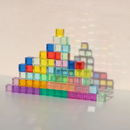 Rainbow Crystal Acrylic Cubes - Color Learning Toy for Kids
