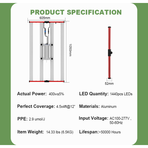 LM301h Grow Light 400W for Greenhouse Indoor Planting