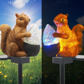 IP65 Kalis air tupai solar bentuk taman figurin led