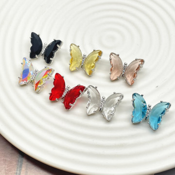 DIY Fashion Accessories: Crystal Rhinestone Buckle Metal Shanks ButtonShape Butterfly Zircon Buttons for Women's Coats and Denim Clothing