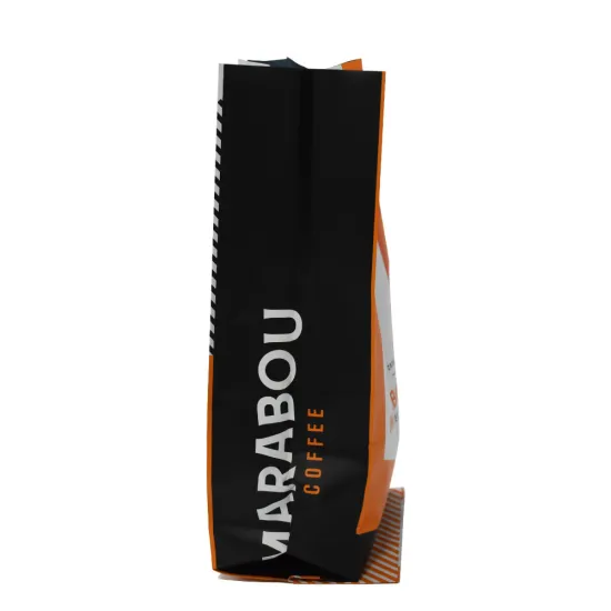 Printed Compostable cafe packaging 340g with side gusset