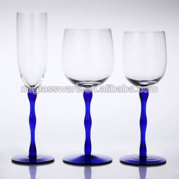 art colorful bule colored champagne/red/white wine glass