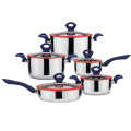 Straight shape stainless steel cookware with silicone handle