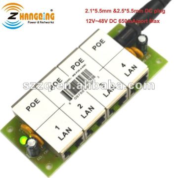 Multiport passive multiport 4 port PoE injector 24V 12V 48V, 24 48 volt PoE injector board without case