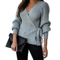 Damen Wickle V Neck Langarmpullover