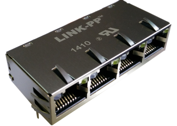 Right Angle Quand 4 port RJ45 Connector , PDH RJ45 Jack LPJG