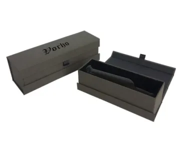 Grey Velvet Hinged Wine Gift Box