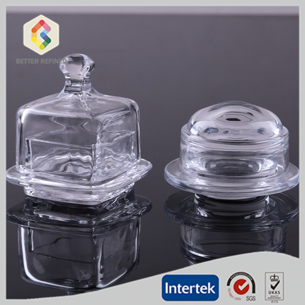 clear glass butter dish