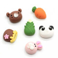 Dessin animé Styles mixtes têtes d&#39;animaux résine Cabochon lapin ours Panda Nail Art décor végétal artificiel carotte bricolage ornement