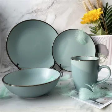 Green 16/24 pcs dinnerware stoneware set