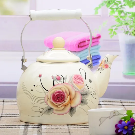 4L Traditional Enamel Kettle with Enaml Handle/Teapot