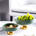 Luxury Green Dessert Stand Ceramic Dry Fruit Tray Porcelain Dessert Plate Stoneware Fruit Plate