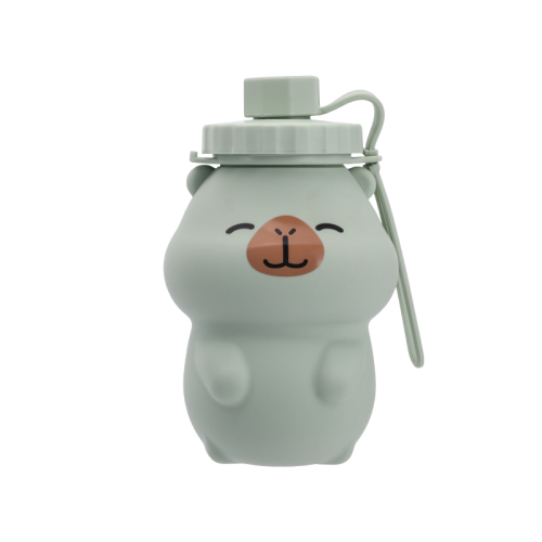 زجاجة مياه للسفر مصنوعة من السيليكون قابلة للطي من كيوت كابيبارا سعة 500 مل