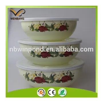 FDA&LFGB carbon steel enamel mixing bowl set with pp lid