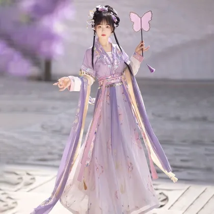 Chinese Traditional Hanfu: Female Tang Skirt with Embroidery