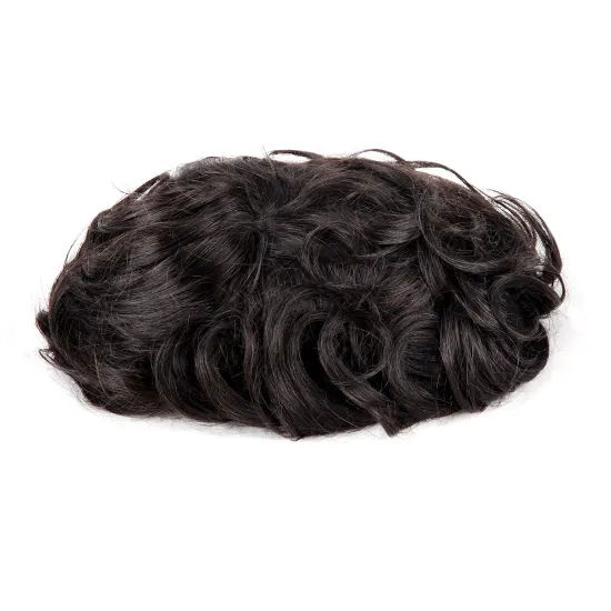 Wholesale 100% Human Hair Wig For Men Brazilian Virgin Cuticle Aligned Hair Lace Thin Skin Glue Men'S