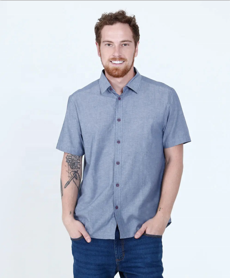 Short sleeve Plain 100% cotton Oxford dress shirts