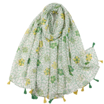 Summer Floral Voile Scarves with Tassels: Manufacturer Sunscreen Shawls for Women's Fashion Hijabs