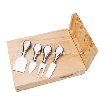 Cheap wholesale cheese knife board set with stainless blade