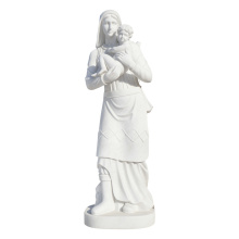 Hand Carved White Marble Madonna Child Sacred Art