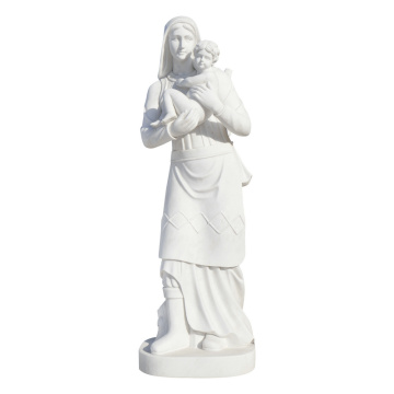 Hand Carved White Marble Madonna Child Sacred Art