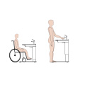 Bacias de lavagem ajustáveis ​​em altura acessível para cadeira de rodas